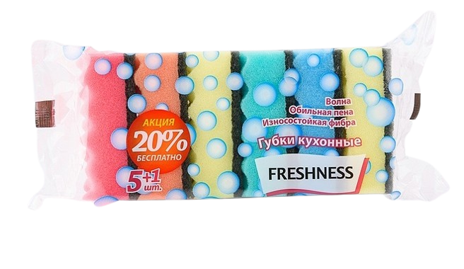 Губки кухонные ТМ "Freshness" (5+1 шт.) 03310 фото